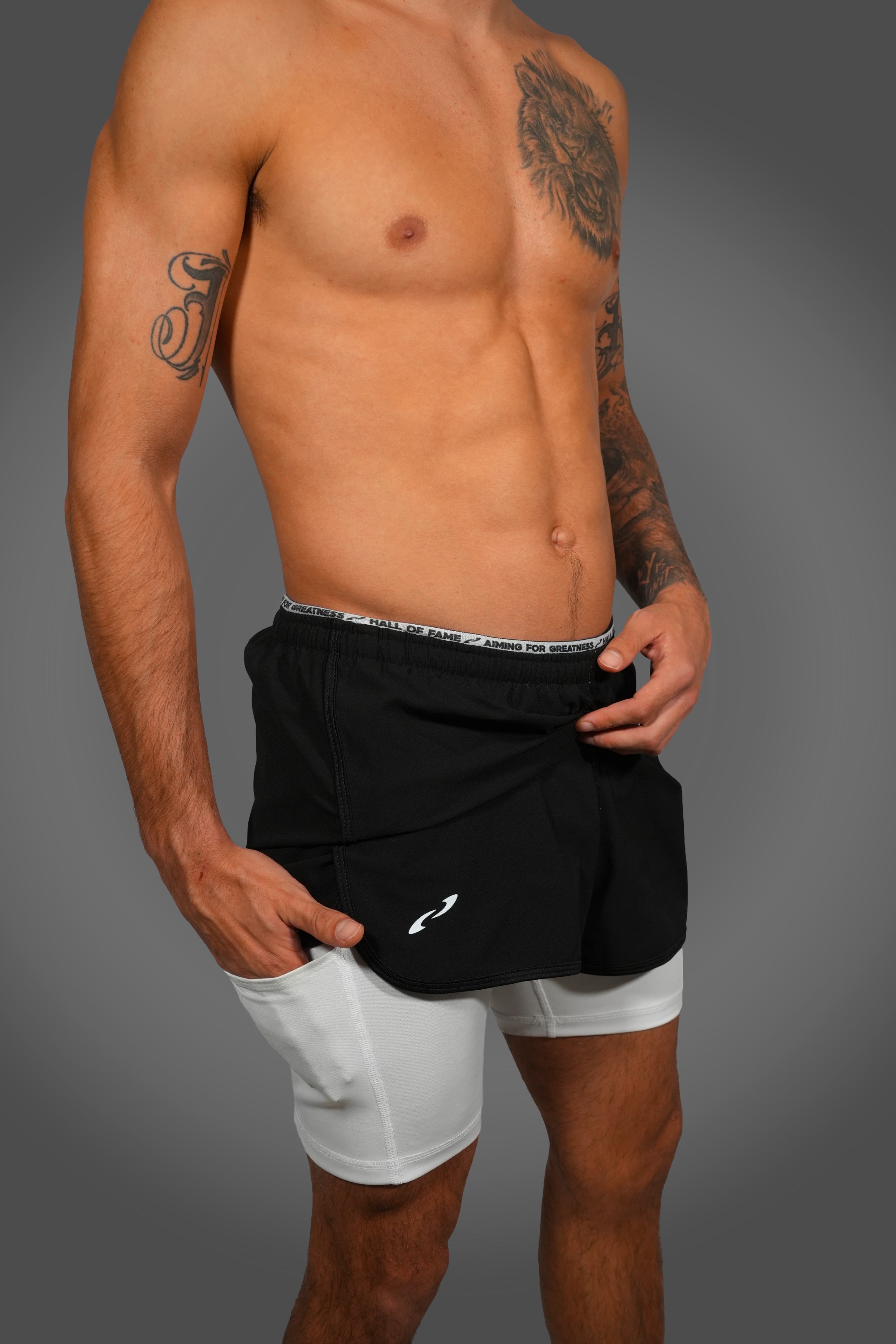 Split Decision - Performance 2-in-1 Pants Black-White